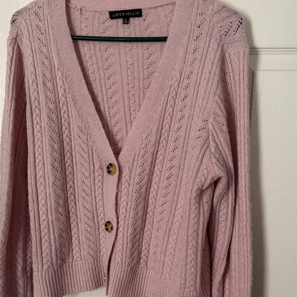 Love ❤️ Ellie Pink Cable Knit Cardigan Sweater